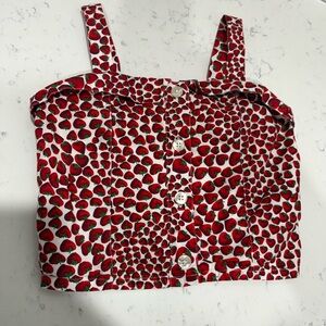 Crewcuts Red Strawberry Print Kids Crop Top Size 10